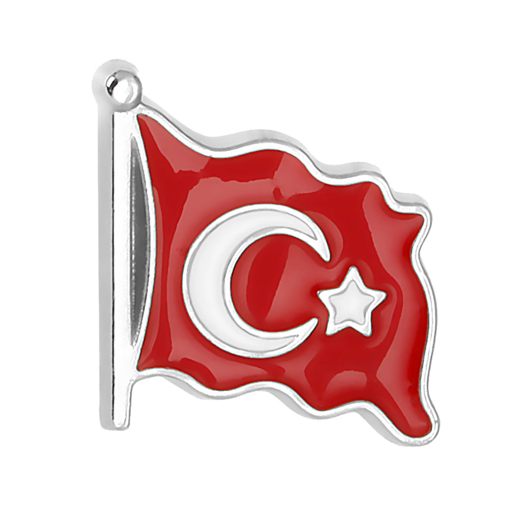 Türk Bayrağı Mineli Yaka Rozeti (İğneli)